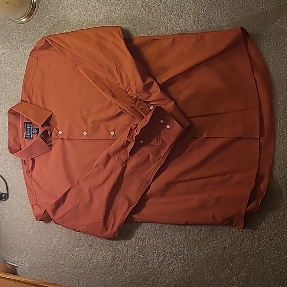 Men's large dress shirt dark orange 16-16 1/2, 34/35